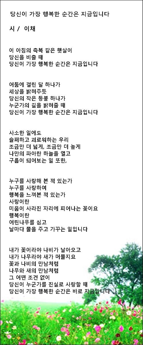 당신이 가장 행복한 순간은 지금입니다 / 이채시인