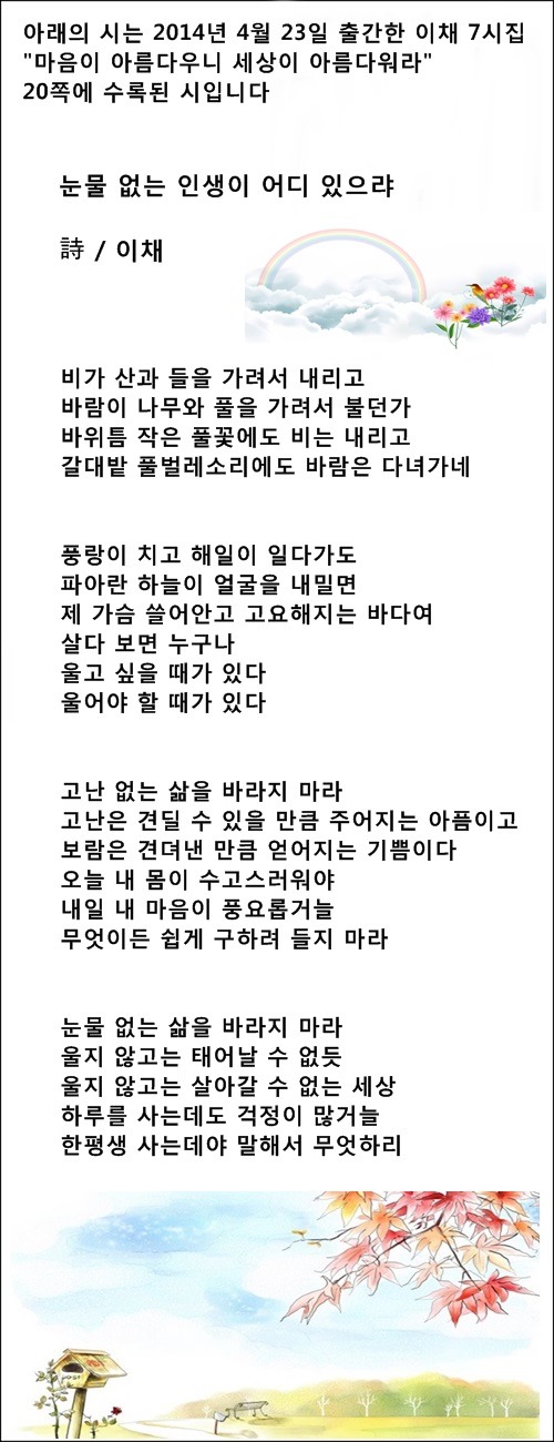 늙지 않는 사람이 어디 있으랴, 등 2편 / 이채시인